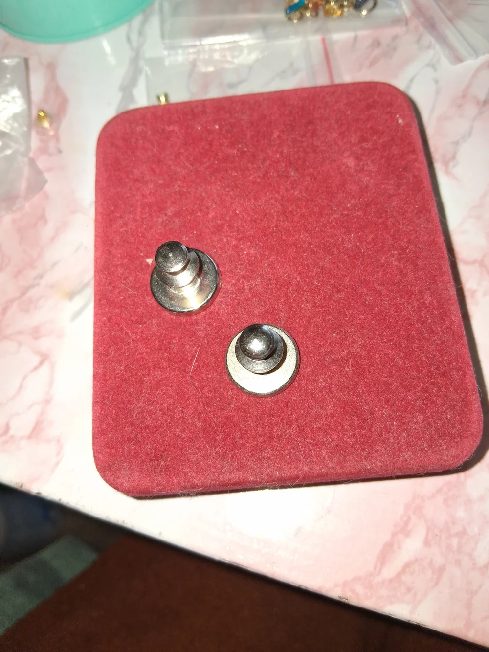 Vintage Silver Tone Men's Magnetic Cufflink-Style Lapel Studs -